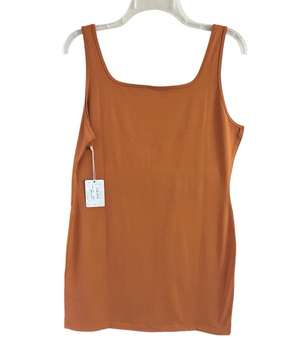 Peruvian Connection Curry Long Tank NWT Pima Cotton Rust Sleeveless Large